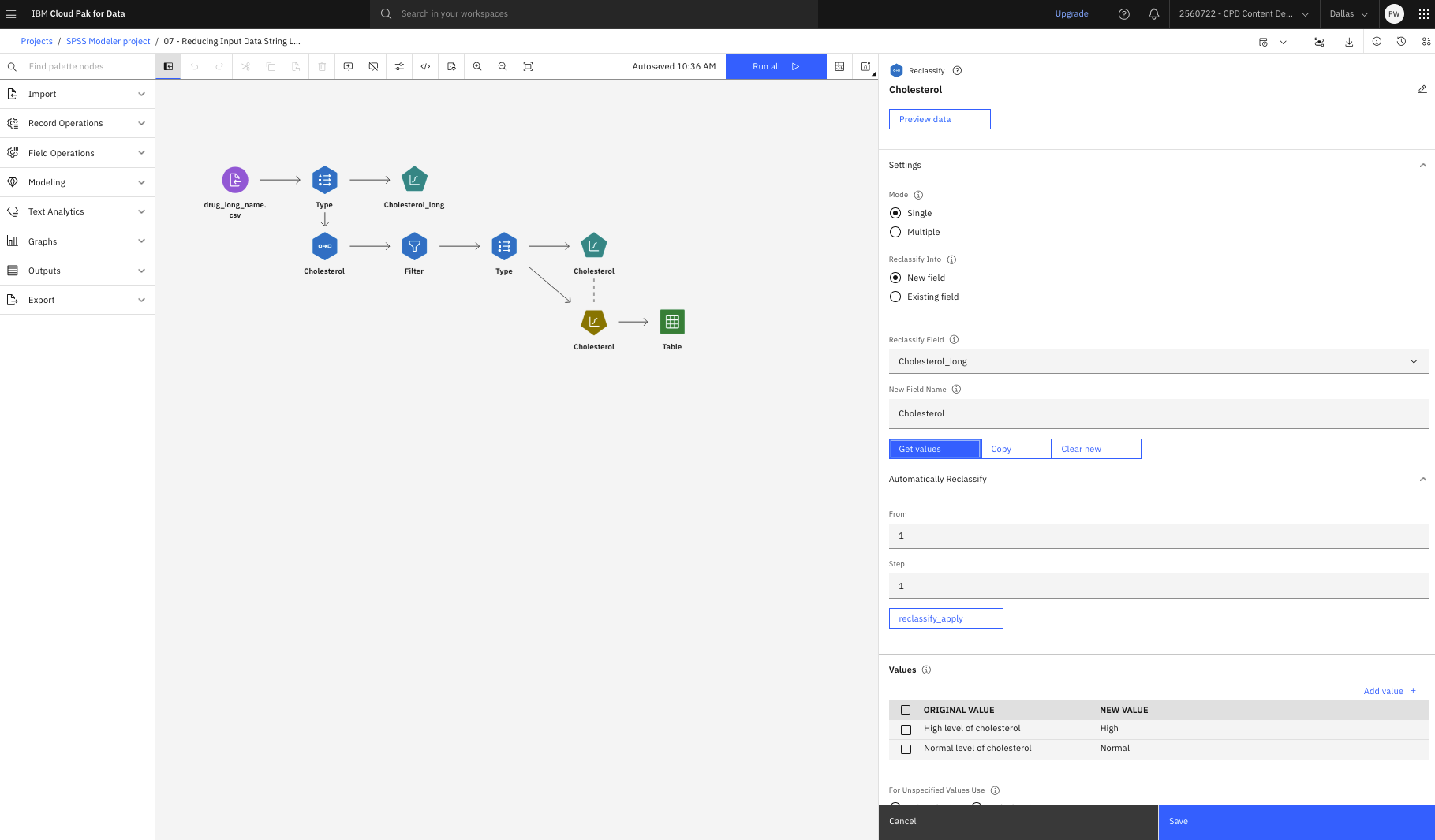 Reclassify node properties