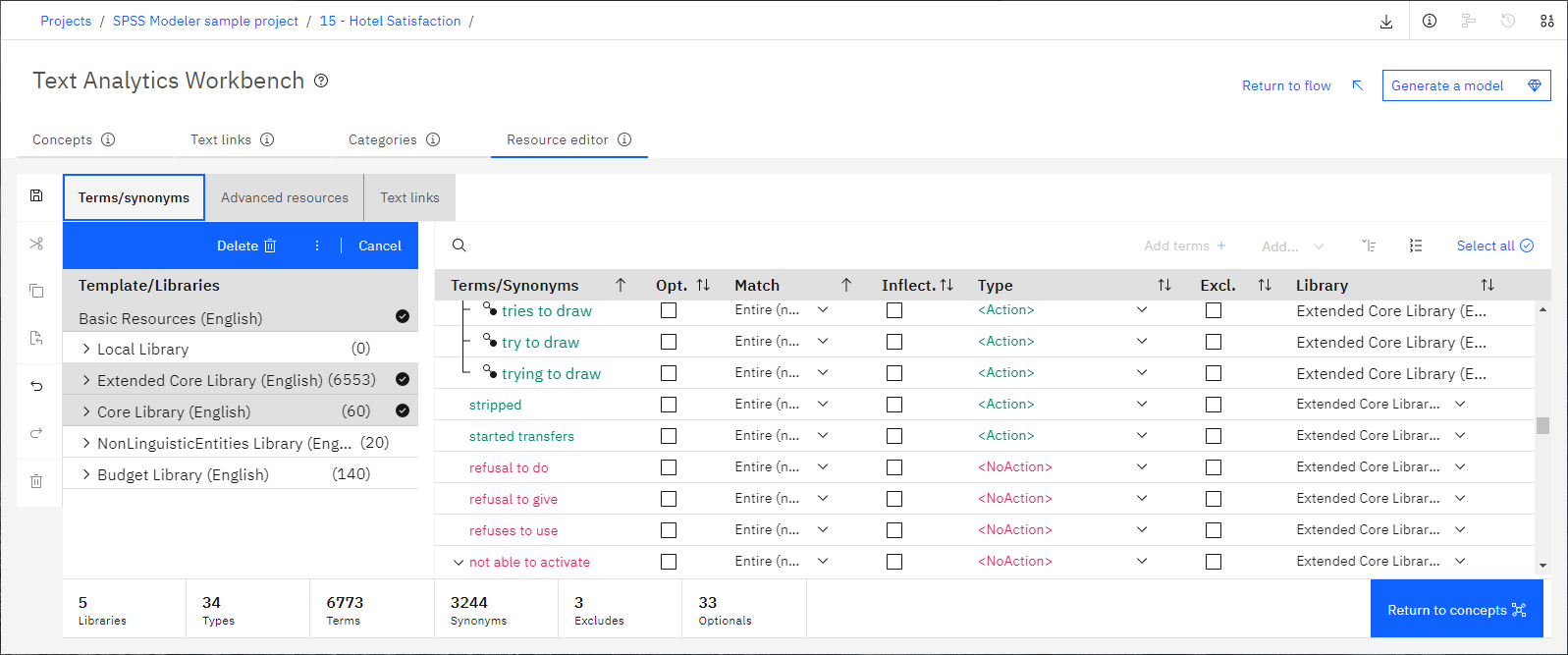 Resource editor tab in the Text Analytics Workbench