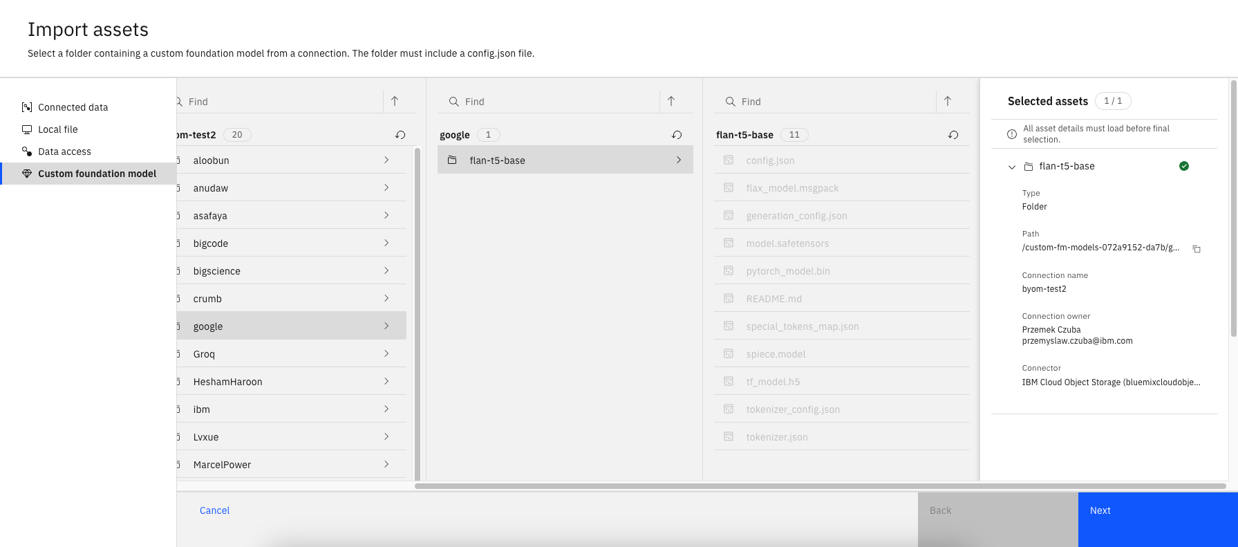 Importing a custom foundation model