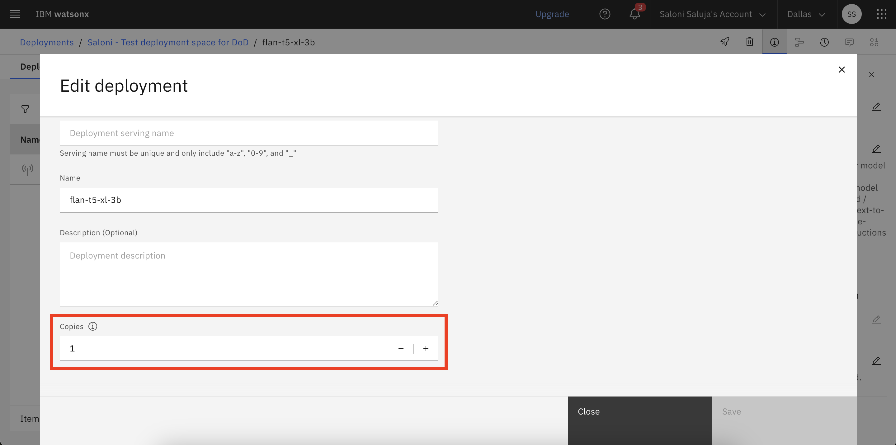 Updating the deploy-on-demand model from the deployment space