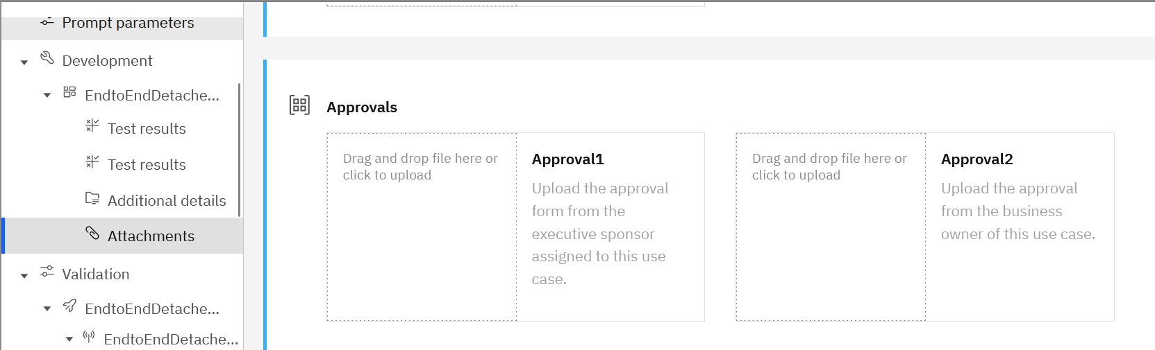 Viewing attachment groups and placeholders