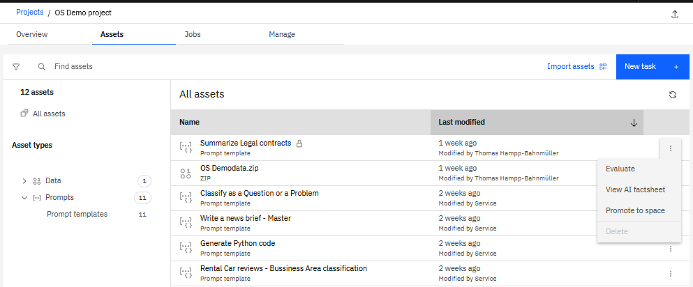 Promoting a prompt template to a deployment space