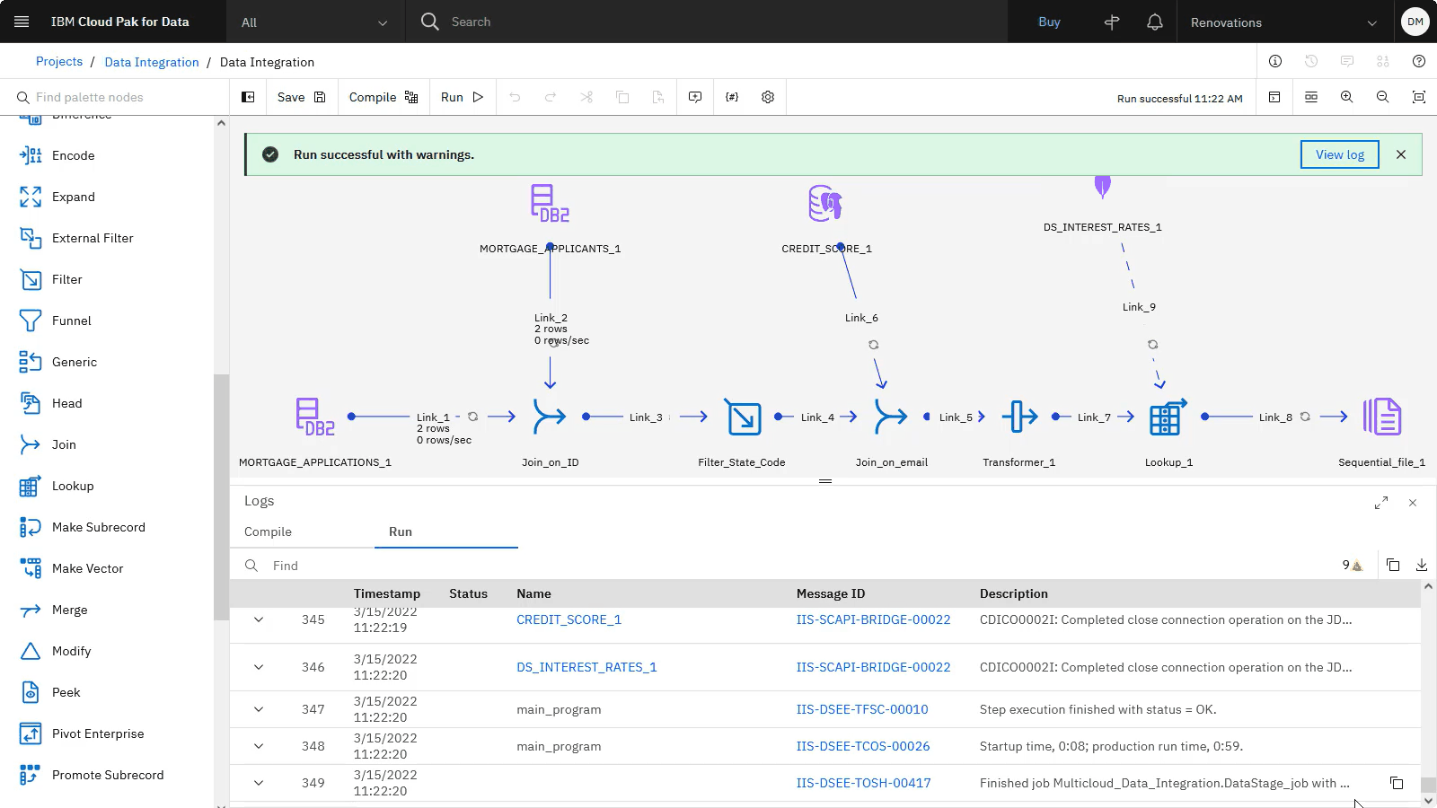 DataStage run complete